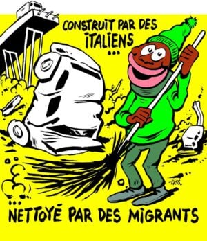 Charlie Hebdo, il Ponte Morandi e la propaganda di Stato anti-immigrati. La vignetta che indigna