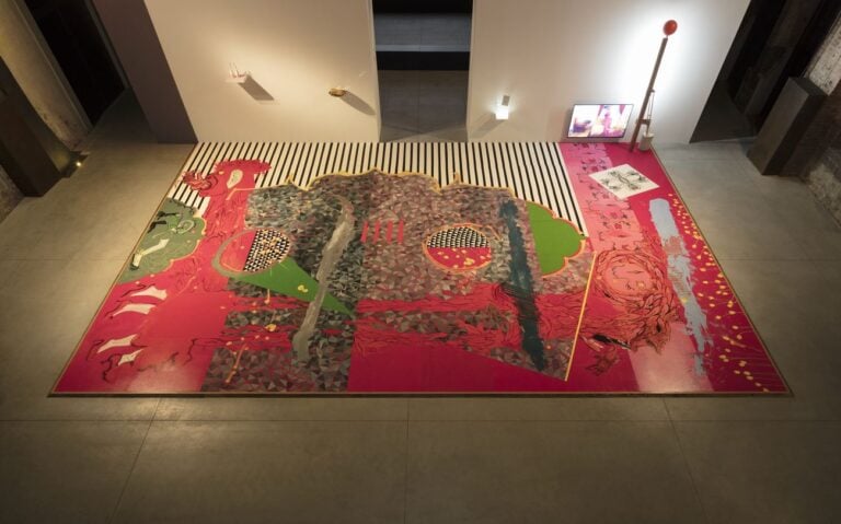 Ramin Haerizadeh, Rokni Haerizadeh, Hesam Rahmanian. Forgive me, distant wars, for bringing flowers. Installation view at OGR, Torino 2018. Photo Andrea Rossetti