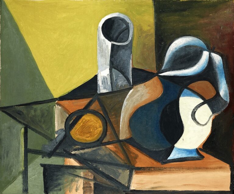 Naturaleza muerta con jarra, vaso y naranja, París, 19 julio 1944, Fundación Almine y Bernard Ruiz-Picasso para el Arte, FABA, Bruselas © FABA Photo Marc Domage © Sucesión Pablo Picasso, VEGAP, Madrid