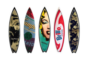 Arrivano le tavole da surf ispirate ai lavori di Andy Warhol prodotte da Tim Bessell