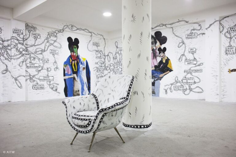 André Smits & Monika Dahlberg. Doodles e stream of images. Installation view at SAACI Gallery, Napoli 2018. Photo Giuseppe Natale