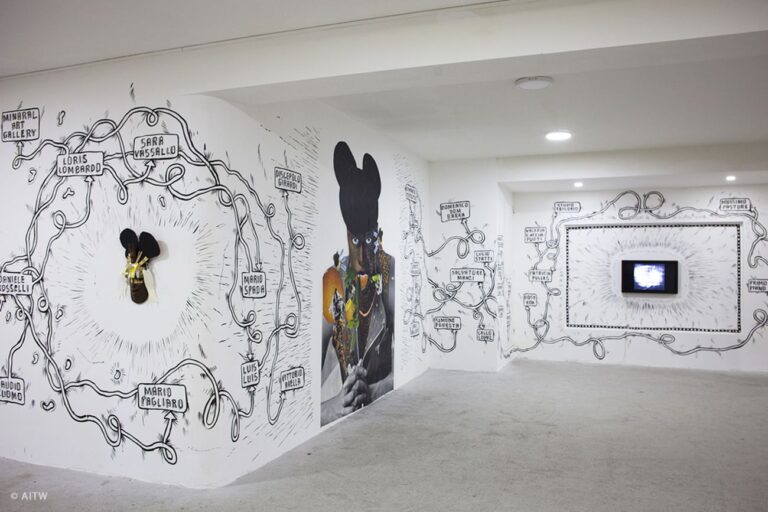 André Smits & Monika Dahlberg. Doodles e stream of images. Installation view at SAACI Gallery, Napoli 2018. Photo Giuseppe Natale