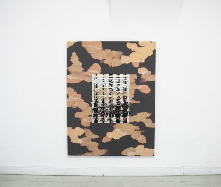 Cato Løland, Habitat, 2016, collage di materiali tessili, 150x170 cm
