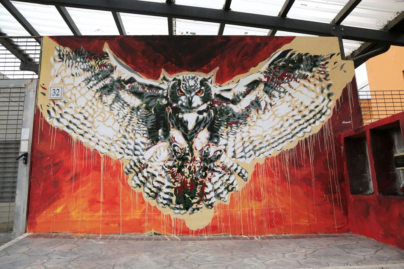 David Diavù Vecchiato, Bubo Africanus, murale per Urban Neapolis, Via Policastro, Roma, 2018. Photo dell'artista