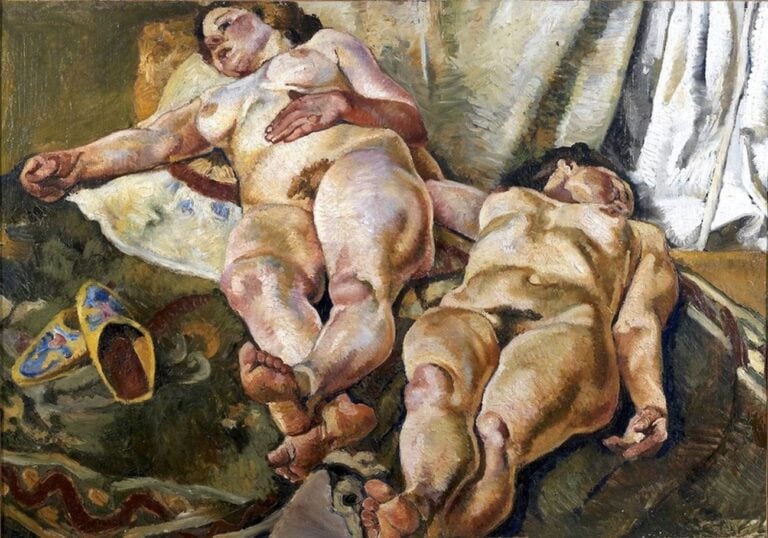 Fausto Pirandello, Composizione con nudi e pantofole gialle, 1923. Roma, collezione privata