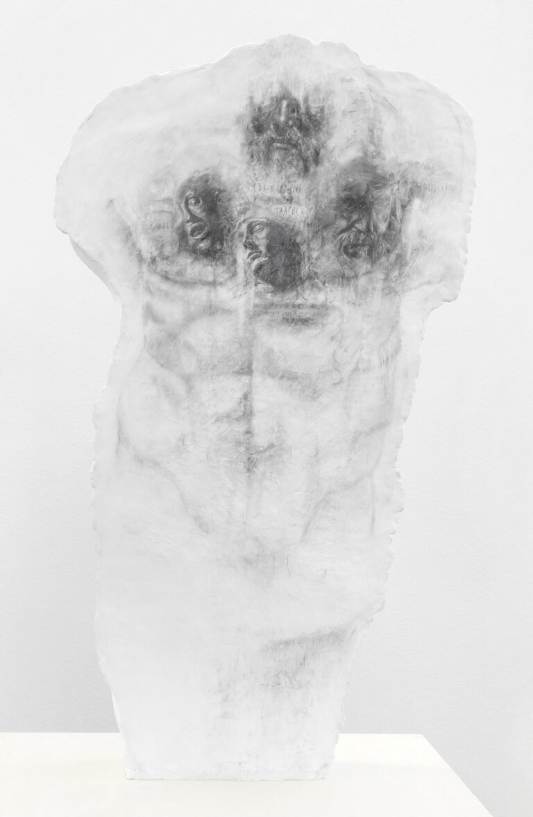 Francesco Barocco, Senza titolo, 2018, gesso, grafite, 119 x 67 x 15.5 cm. Courtesy Norma Mangione, Torino