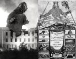La natura duplice dell'uomo. A sinistra, Godzilla (1954) di Hishiro Honda; a destra, la celebre incisione sul frontespizio del Leviatano (1651) di Thomas Hobbes