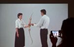 Marina Abramović & Ulay, Rest Energy, 1980, still da video. Installation view at Palazzo Strozzi, Firenze 2018
