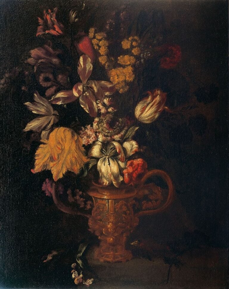 Pittore Fiorentino Vaso di fiori Seconda metà del XVII secolo Olio su tela 75 x 57 cm Mantova Collezione privata Fato, arte e destino. In mostra a Mantova
