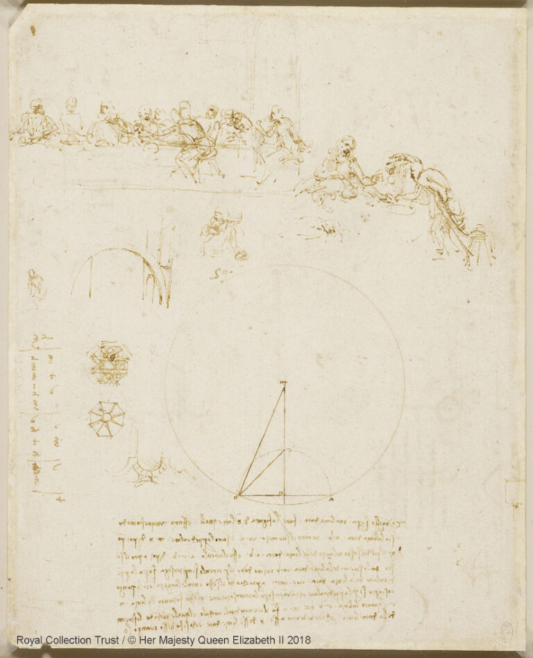 Leonardo da Vinci (1452 – 1519) Studi per l’Ultima Cena e schizzi di geometria e d’architettura, ca. 1490-1494