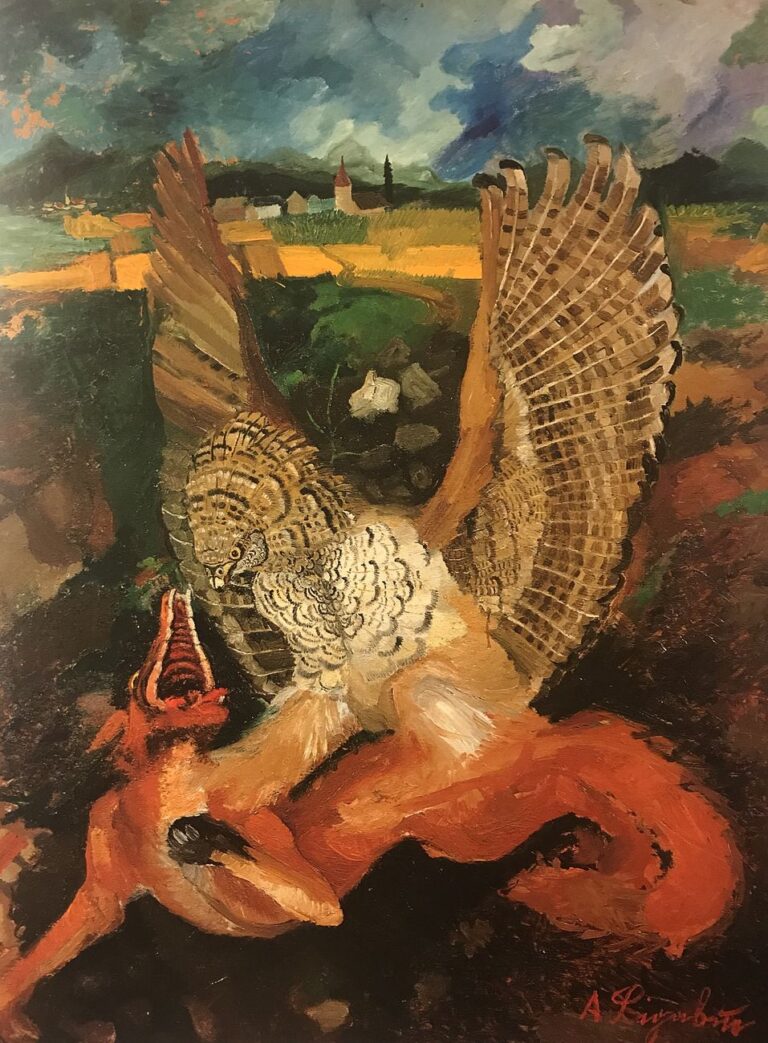 Antonio Ligabue, Aquila con volpe, 1949-50. Collezione privata