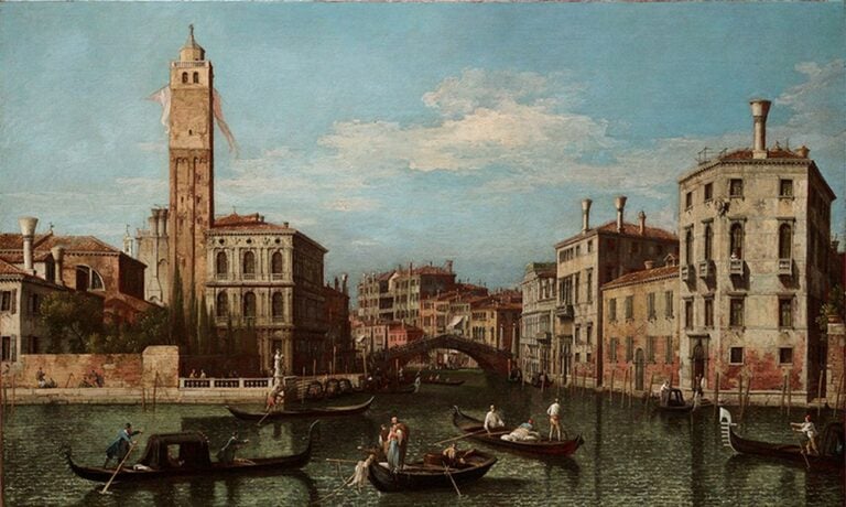 Giovanni Antonio Canal detto Canaletto, Il Canal Grande verso Cannaregio con la chiesa di San Geremia, palazzo Labia e il ponte delle Guglie, 1745-50. Collezione Intesa Sanpaolo