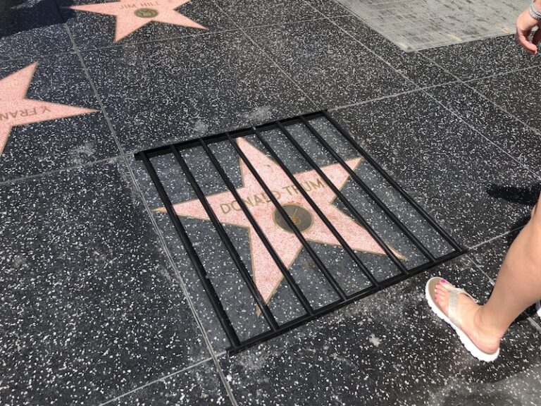IMG 1434 Intervento di Plastic Jesus la stella sulla Walk of Fame a Los Angeles dedicata a Donald Trump