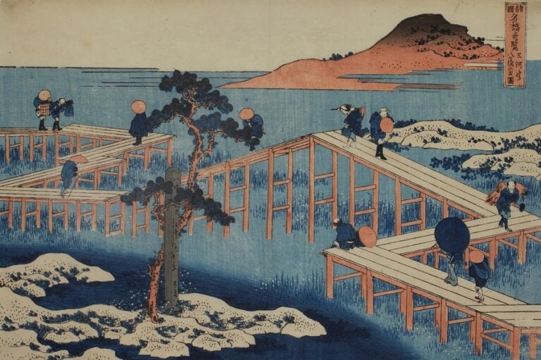 Katsushika Hokusai Rare Views of Famous Bridges in Different Provinces The eight part Bridge near Mikawa 183132 ca Private Collection Vienna 1200x799 Da Monet a Klimt tutti pazzi per il Giappone. A Vienna una mostra sul fascino per l’esotico