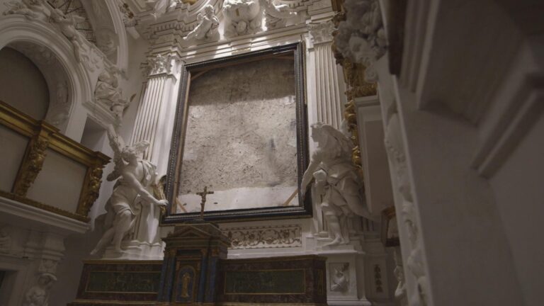 L'Oratorio della Compagnia di San Lorenzo, a Palermo, con la cornice del Caravaggio trafugato