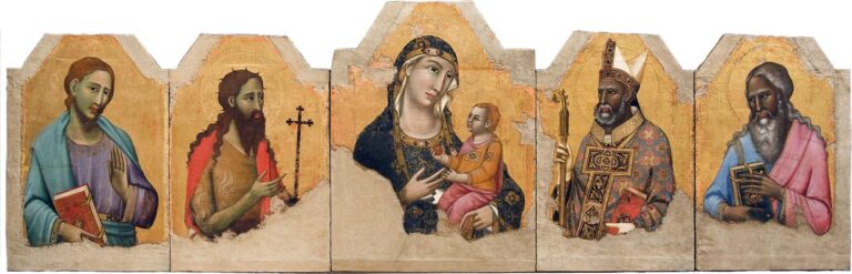 Meo da Siena, Pentittico. Madonna con il Bambino e Santi, secondo quarto del XIV sec. Perugia, Chiesa di San Domenico