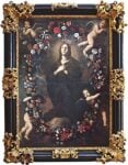 Pittore fiammingo-novellesco, Santa Rosalia entro una ghirlanda di fiori, metà del XVII secolo, olio su tela. Palermo, chiesa di San Francesco Saverio