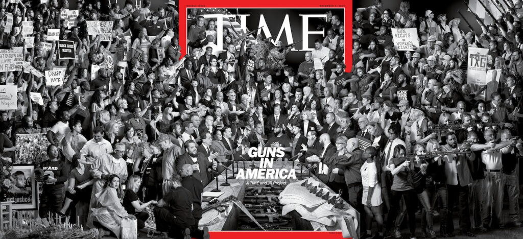 Lo street artist JR firma la copertina del Time. È un murale-video dal titolo Guns in America