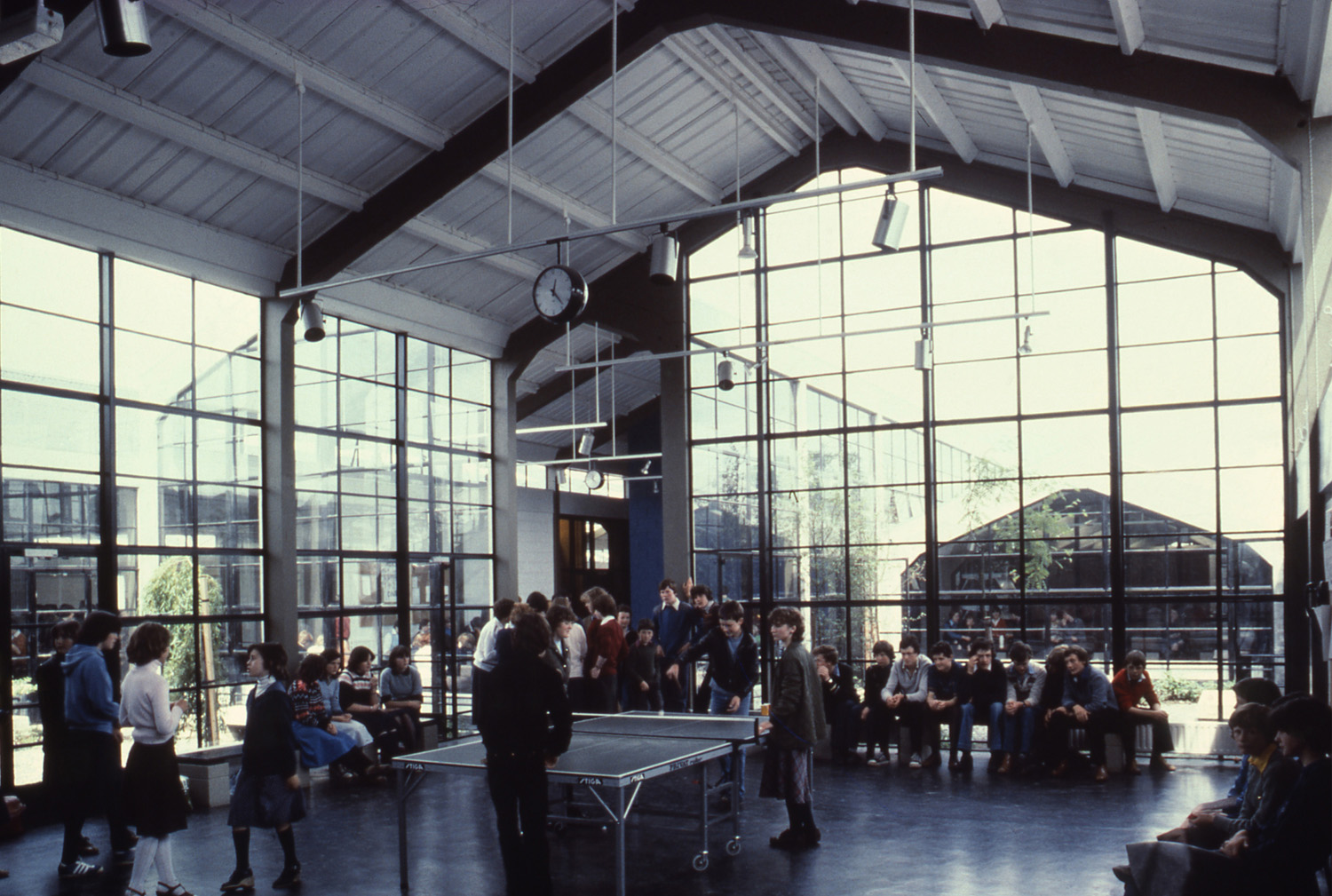 View of Social Space, St Brendan’s Community School, Birr, Co Offaly, Ireland, Peter and Mary Doyle Architects. Copyright: John Donat / RIBA Collections