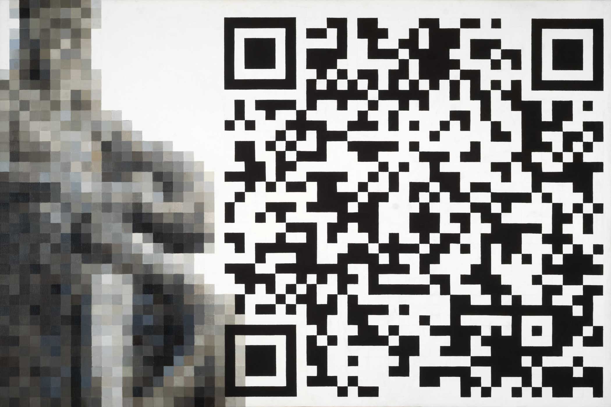 Fabrice de Nola, Palermo, 2010. Olio e acrilico su tela con QR, cm 100 x 150. Ph. Giacomo D'Aguanno