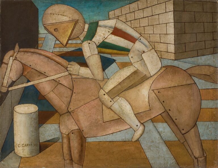 Carlo Carrà, Il cavaliere occidentale, 1917, olio su tela, 52 x 67 cm, Fondation Mattioli Rossi, Svizzera (c) 2018 Artists Rights Society (ARS), New York / SIAE, Roma