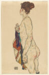 Egon Schiele, Standing Nude with a Patterned Robe, 1917, gouache and black crayon on buff paper, National Gallery of Art, Washington. Gift of The Robert and Mary M. Looker Family Collection 2016. Picture: Courtesy National Gallery of Art, Washington