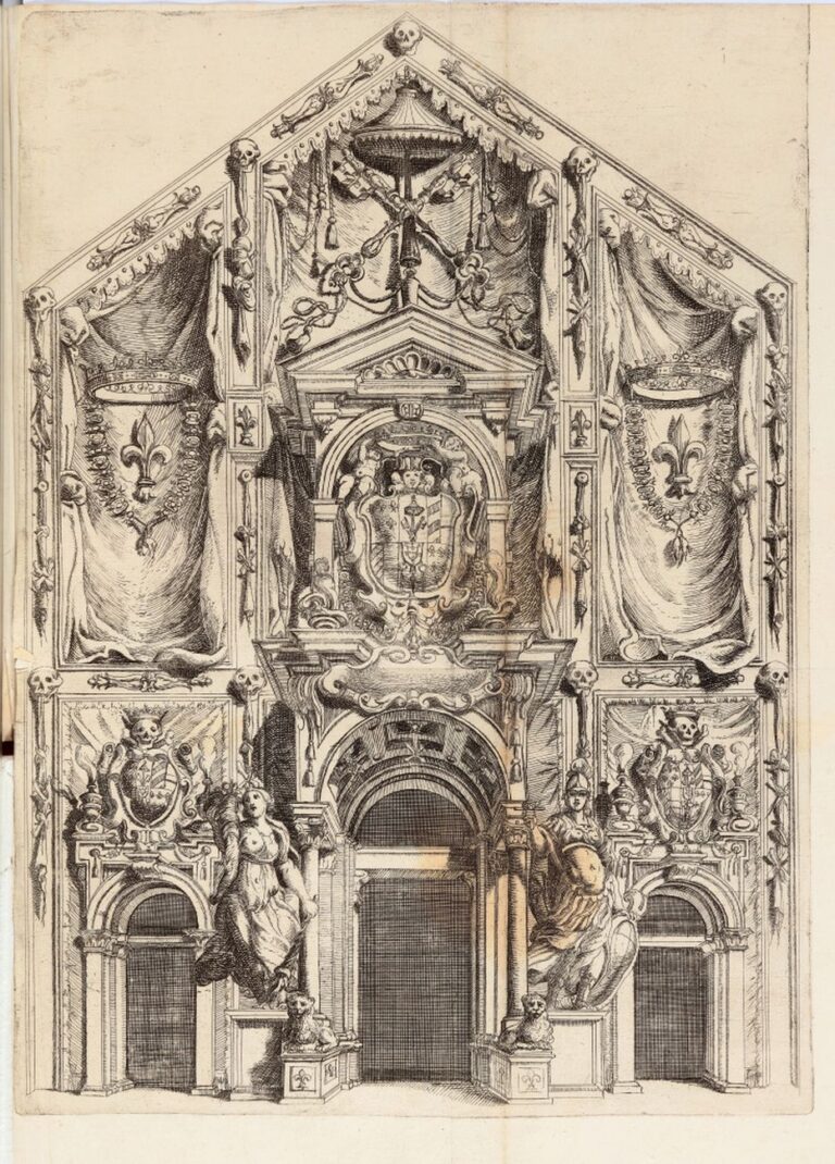 Facciata del Duomo addobbata per il funerale di Ranuccio I Farnese. Courtesy Fondazione Cariparma