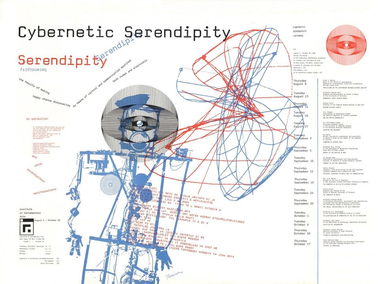 Il poster di Cybernetic Serendipity, la mostra curata da Jasia Reichardt per l'ICA di Londra nel 1968