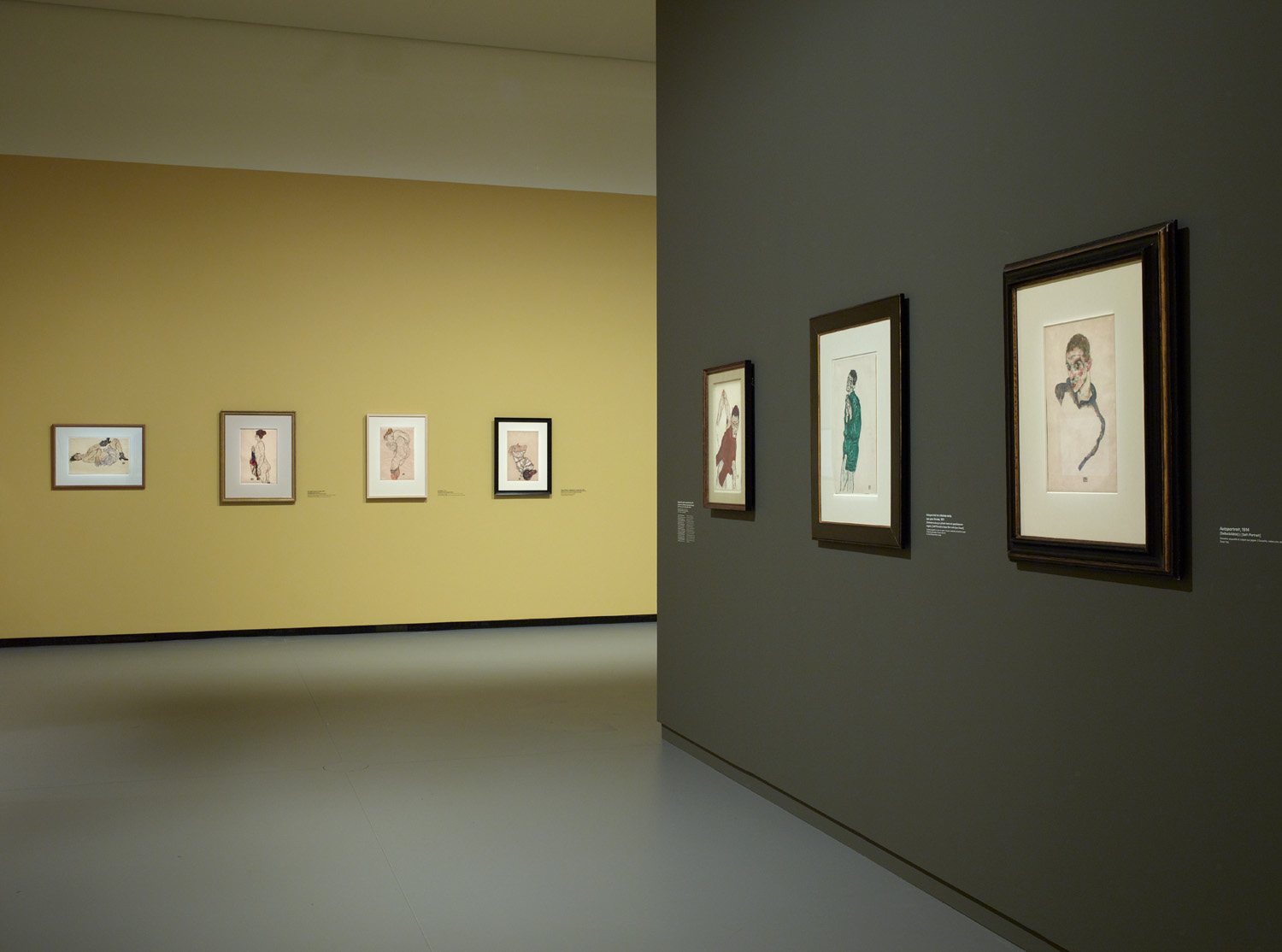 Installation view of the «Egon Schiele», gallery 1 (level -1), Fondation Louis Vuitton, Paris, from 3 October 2018 to 14 January 2019. © Fondation Louis Vuitton / Marc Domage