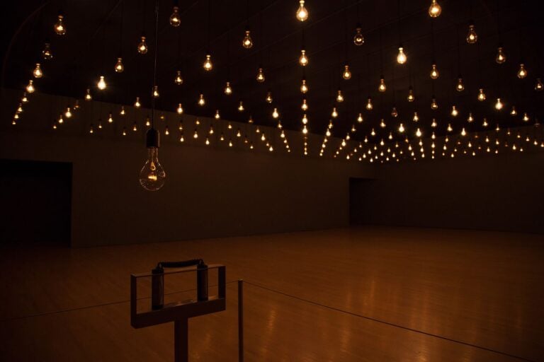 Rafael Lozano-Hemmer, Pulse Room, 2006. Installation view at Musée d'Art Contamporaine, Montréal 2014. Photo Richard-Max Tremblay. Courtesy Hirshhorn Museum, Washington DC