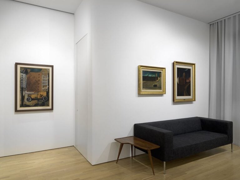 Installation view of works by Mario Sironi in “Metaphysical Masterpieces: Morandi, Sironi, and Carrà” at the Center for Italian Modern Art. Photo Dario Lasagni