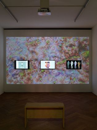 Zach Blas & Jemima Wyman, im here to learn so )))))), 2017. Installation view at Kunsthaus Langenthal. Photo Seraina Wirz