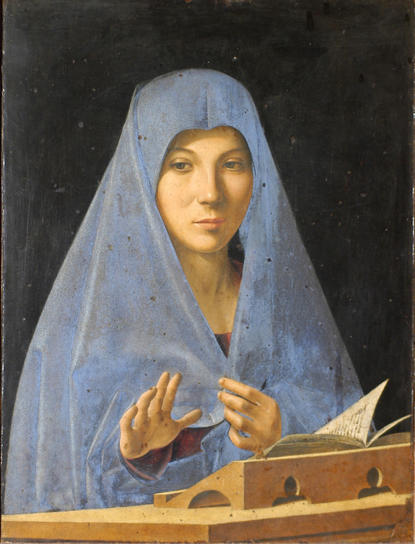 Antonello da Messina, Vergine annunciata, 1475-1476. Tempera e olio su tavola,45 x 34,5 cm. Galleria Regionale della Sicilia di Palazzo Abatellis, Palermo