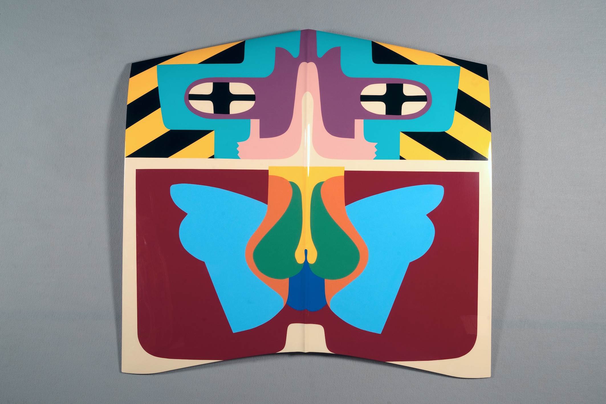 Judy Chicago, Flight Hood, 1965/2011; Sprayed automotive lacquer on car hood, 43 x 43 x 4 1/8 in;© Judy Chicago/Artists Rights Society (ARS), New York. Photo Donald Woodman/ARS NY Courtesy Salon 94, New York, and Jessica Silverman Gallery, San Francisco
