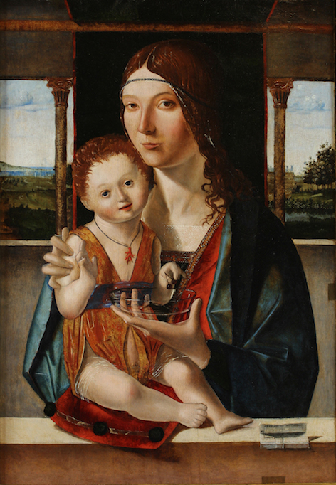 Jacobello di Antonello, Madonna con il Bambino, 1480. Olio su tavola di quercia 64 x 44 cm, Accademia di Carrara, Bergamo
