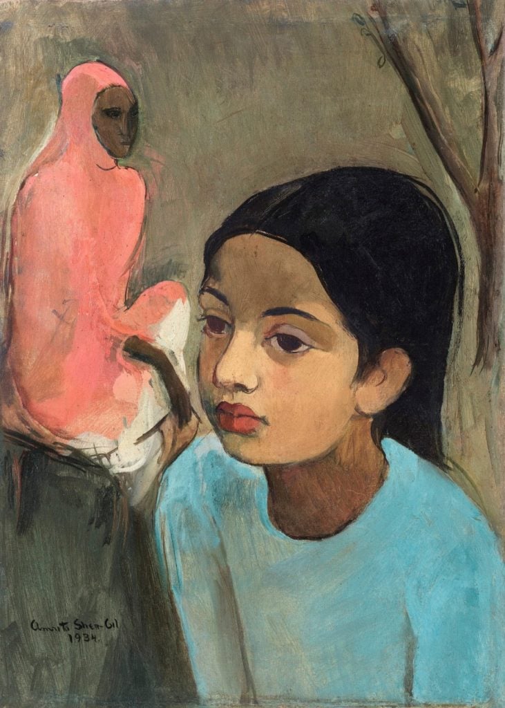 Amrita Sher-Gil, The Little Girl in Blue (1934). Courtesy of Sotheby's 