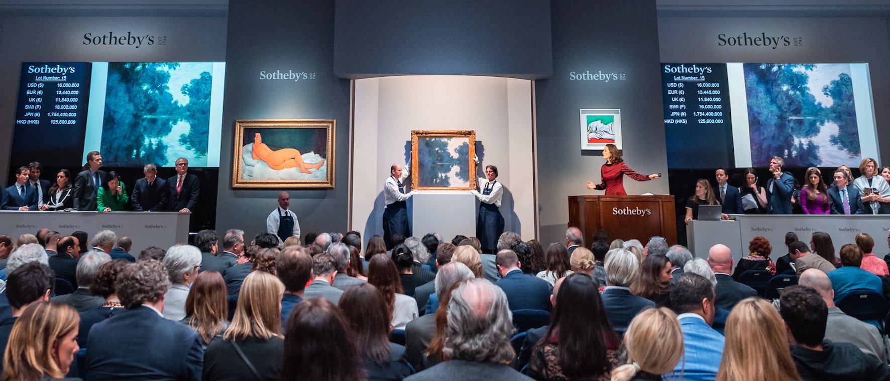 La Impressionist & Modern Art Evening Sale di Sotheby’s, con Nu couché (sur le côté gauche) di Amedeo Modigliani, in asta con garanzia intorno a $ 100 milioni