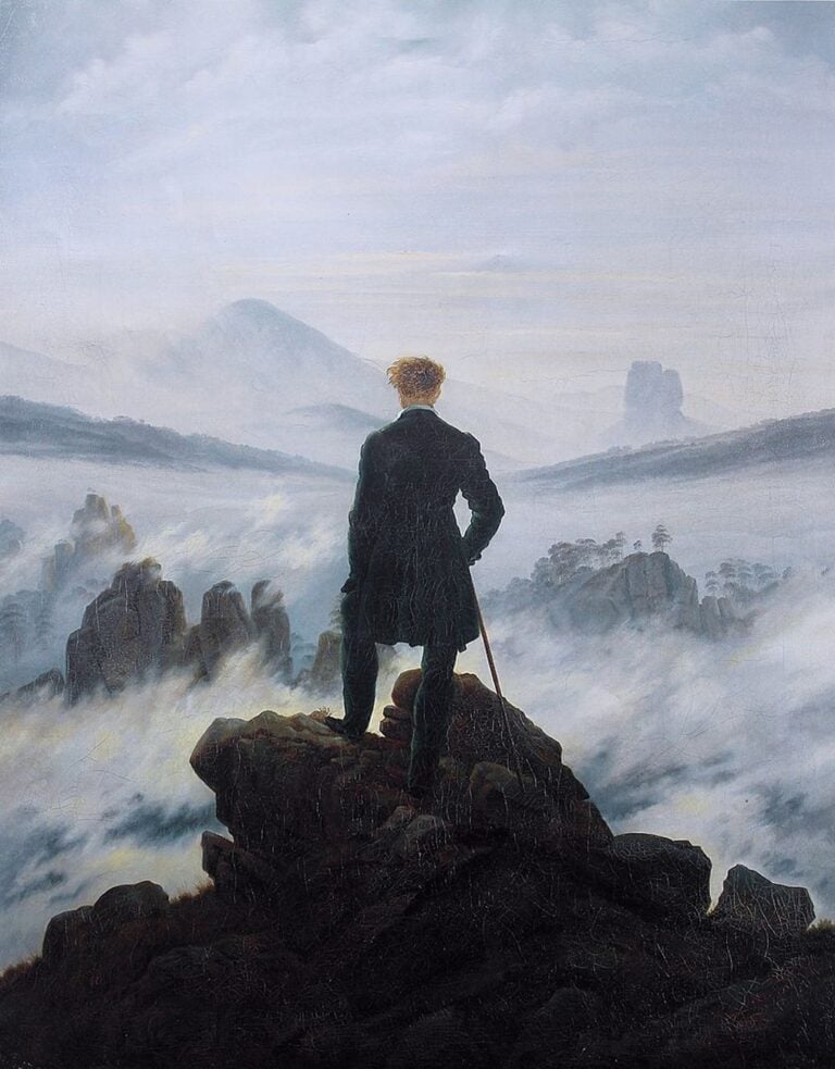 Caspar David Friedrich, Viandante sul mare di nebbia, 1818. Hamburger Kunsthalle, Amburgo