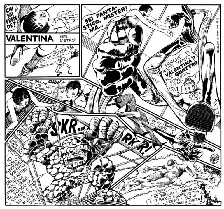 Guido Crepax, Valentina nel Metrò. Omaggio a Stan Lee, “Corriere di Informazione”, 1975. Courtesy Archivio Crepax