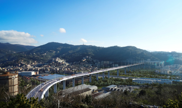 Rendering del progetto di Renzo Piano per il Ponte Polcevera a Genova, credit Salini Impregilo