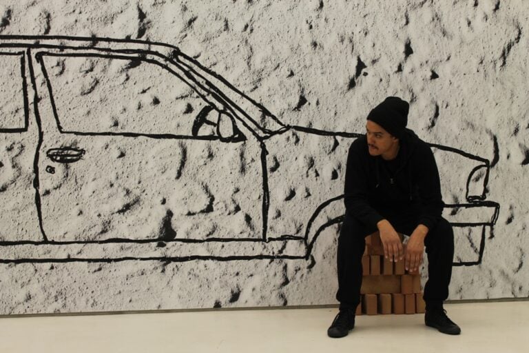 Robin Rhode, Car on Bricks (2011), veduta dell'allestimento al MAXXI, courtesy Fondazione MAXXI