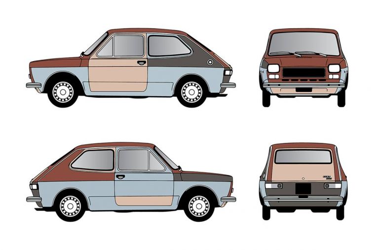 Cristian Chironi, policromia per FIAT 127 Special (Camaleonte) Oplà version Bologna, 2019, © Cristian Chironi