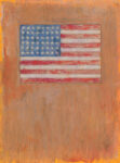THE CONDITION OF BEING HERE: DRAWINGS BY JASPER JOHNS, Jasper Johns, Flag on Orange Field, 1957. Fluorescent paint, watercolor, pastel, and graphite pencil on paper, 10 ½ x 7 3/4 in. (26.7 x 19.7 cm). The Menil Collection, Houston, Promised gift of Janie C. Lee in honor of her grandfather, Alfred C. Glassell, Sr. © 2018 Jasper Johns / Licensed by VAGA at Artists Rights Society (ARS), NY