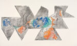 THE CONDITION OF BEING HERE: DRAWINGS BY JASPER JOHNS, Jasper Johns, Study for 1st Version of Map (Based on Buckminster Fuller’s Dymaxion Airocean World), 1967. Pastel over Photostat on paper, 30 x 55 1/4 in. (76.2 x 140.3 cm). The Menil Collection, Houston, Bequest of David Whitney. © 2018 Jasper Johns / Licensed by VAGA at Artists Rights Society (ARS), NY