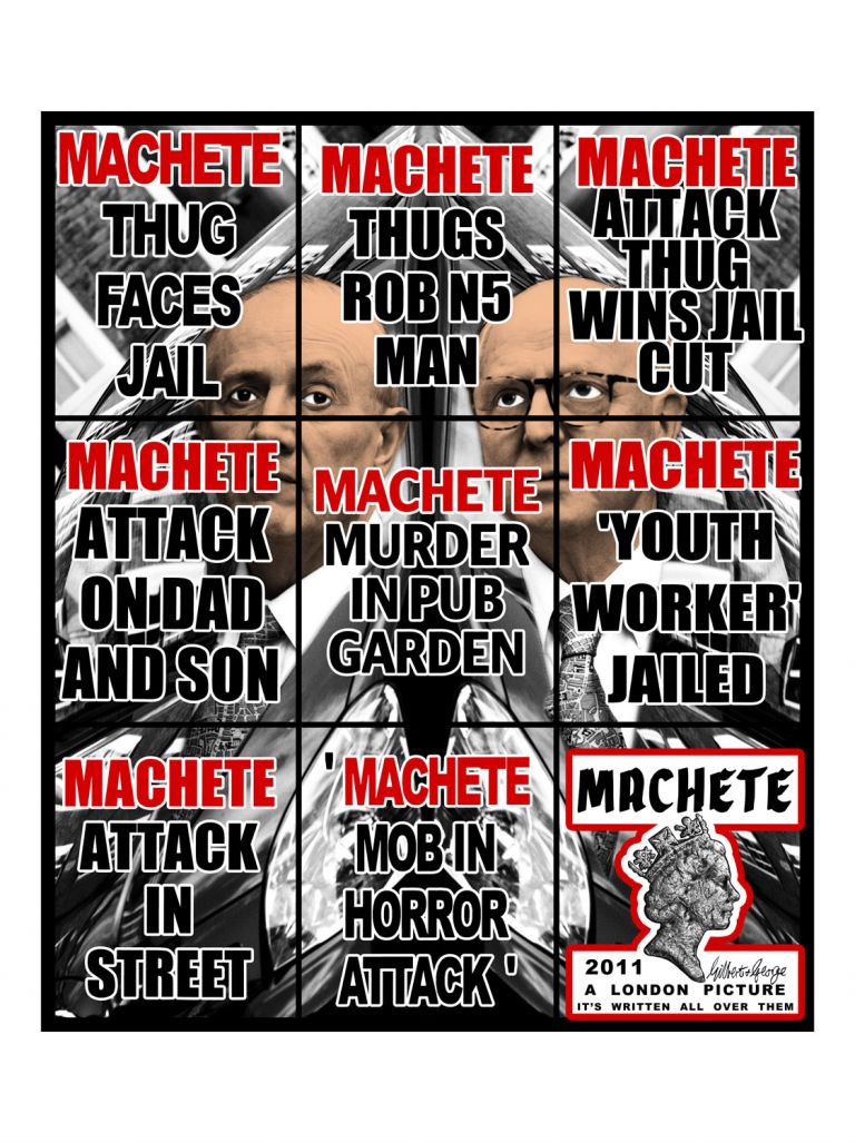 DAL MAR, WAR IS OVER, Gilbert and George, Machete, 2011. A Ravenna