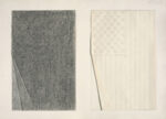THE CONDITION OF BEING HERE: DRAWINGS BY JASPER JOHNS, Jasper Johns, Two Flags, 1969. Graphite pencil and collage on paper. 22 1/4 x 30 3/4 in. (56.5 x 78.1 cm). The Menil Collection, Houston. © 2018 Jasper Johns / Licensed by VAGA at Artists Rights Society (ARS), NY