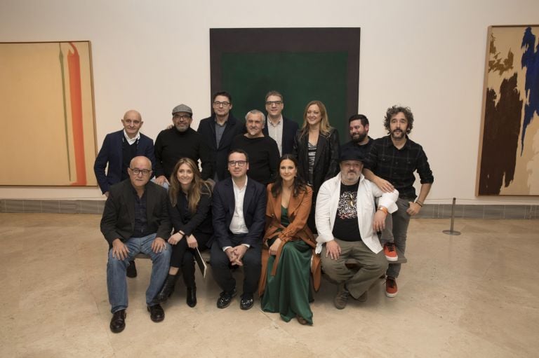 Da sinistra a destra: (dietro) Toño Pérez, Jesús Sánchez, Oriol Balaguer, Paco Torreblanca, Carlos Oliván, Sura Ascaso, Manuel Urbano e Diego Guerrero; (davanti) Ricardo Sanz, Lucía Freitas, Paco Morales, Andrea Dopico e Sacha Hormaechea. Museo Nacional Thyssen-Bornemisza, Madrid. Foto di Borja de la Lama