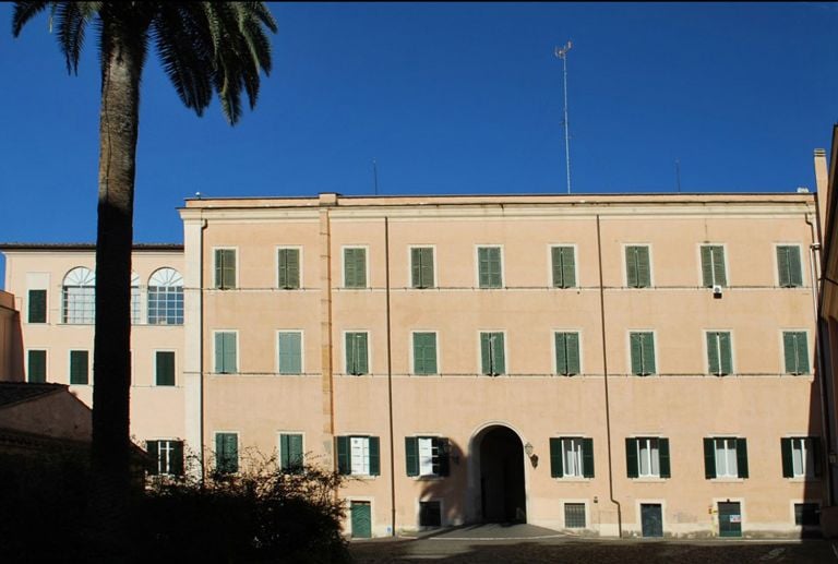 Cortile principale esistente, presentazione del progetto per il nuovo polo bibliotecario e culturale di Palazzo San Felice