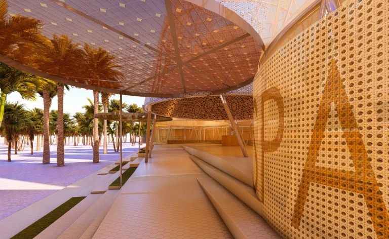 Entry ramp. Spanish Pavilion at the Expo Dubai 2020 by Amann Canovas Maruri. Courtesy the studio and Acción Cultural Española