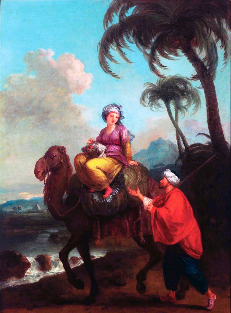 Francesco Zuccarelli, Coppia orientale con dromedario, olio su tela, 172 x 117 cm. Collezione Banca Popolare di Vicenza in l.c.a.